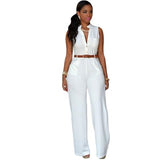 Plus Size Belted Wide Leg Jumpsuit