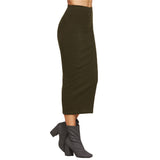SHEIN Spring Womens Long Skirts Fashions Famous Brand Elegant Style Tight Skirts Olive Green Ribbed Knit Pencil Skirt
