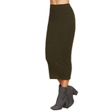 SHEIN Spring Womens Long Skirts Fashions Famous Brand Elegant Style Tight Skirts Olive Green Ribbed Knit Pencil Skirt