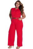 Plus Size Belted Wide Leg Jumpsuit