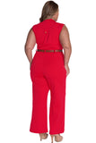 Plus Size Belted Wide Leg Jumpsuit
