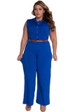 Plus Size Belted Wide Leg Jumpsuit