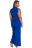 Plus Size Belted Wide Leg Jumpsuit