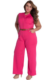 Plus Size Belted Wide Leg Jumpsuit