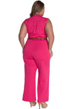 Plus Size Belted Wide Leg Jumpsuit