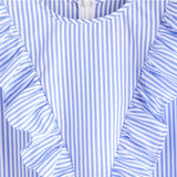 SHEIN Womens Zip Back Ruffle Yoke Striped Dress Summer Dresses Casual Ladies Sleeveless Round Neck A Line High Low Dress