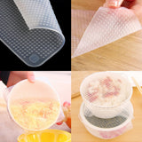 4Pcs Multi-functional Clear Reusable Silicone Food Wraps Seal Vacuum Cover