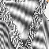 SHEIN Womens Zip Back Ruffle Yoke Striped Dress Summer Dresses Casual Ladies Sleeveless Round Neck A Line High Low Dress