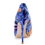 Denim Embroider Pointed Toe Heels