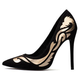 Gold Pattern Pointed Toe Pumps