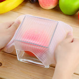 4Pcs Multi-functional Clear Reusable Silicone Food Wraps Seal Vacuum Cover