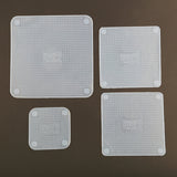 4Pcs Multi-functional Clear Reusable Silicone Food Wraps Seal Vacuum Cover