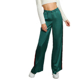 SHEIN Striped Side Tailored Wide Leg Pants Green High Waisted Pants Zipper Fly Casual Trousers Elegant Loose Pants