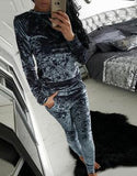 Plus Size Two Piece Set Velvet Hoodies Tracksuit