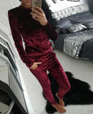 Two Piece Set Velvet Hoodies Tracksuit