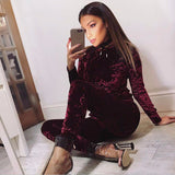 Plus Size Two Piece Set Velvet Hoodies Tracksuit