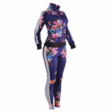 Two Piece Set Women's Tracksuits Autumn 2017 Crop Top And Pants Zipper Casual Sweatsuit Long Sleeve Printing Spring Outfits Set