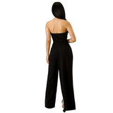 Asymmetric Split Leg Strapless Jumpsuit