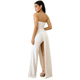 Asymmetric Split Leg Strapless Jumpsuit