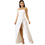 Asymmetric Split Leg Strapless Jumpsuit