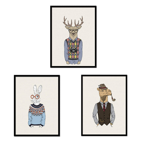 Animals GiraffeHorse Vintage Art Prints
