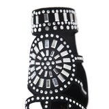 Rhinestone Crystal Peep Toe Hollow Gladiator Pumps