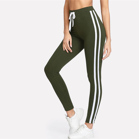 High Waist Drawstring Long Pants