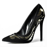 Sliver Pattern Pointed Toe Pumps