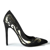 Sliver Pattern Pointed Toe Pumps