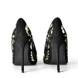 Sliver Pattern Pointed Toe Pumps