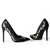 Sliver Pattern Pointed Toe Pumps