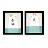 Cartoon Male&Female Bear Canvas Art Print Painting