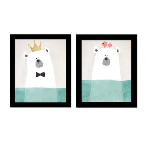 Cartoon Male&Female Bear Canvas Art Print Painting